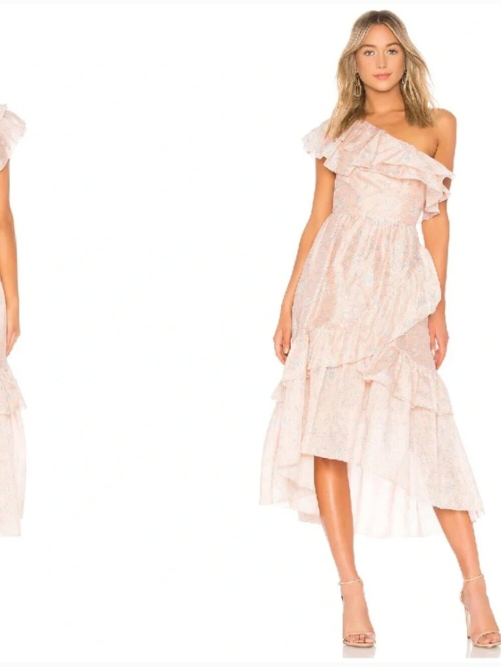 Ulla Johnson Clemente Midi One Shoulder Ruffle Dress in Rose size 2